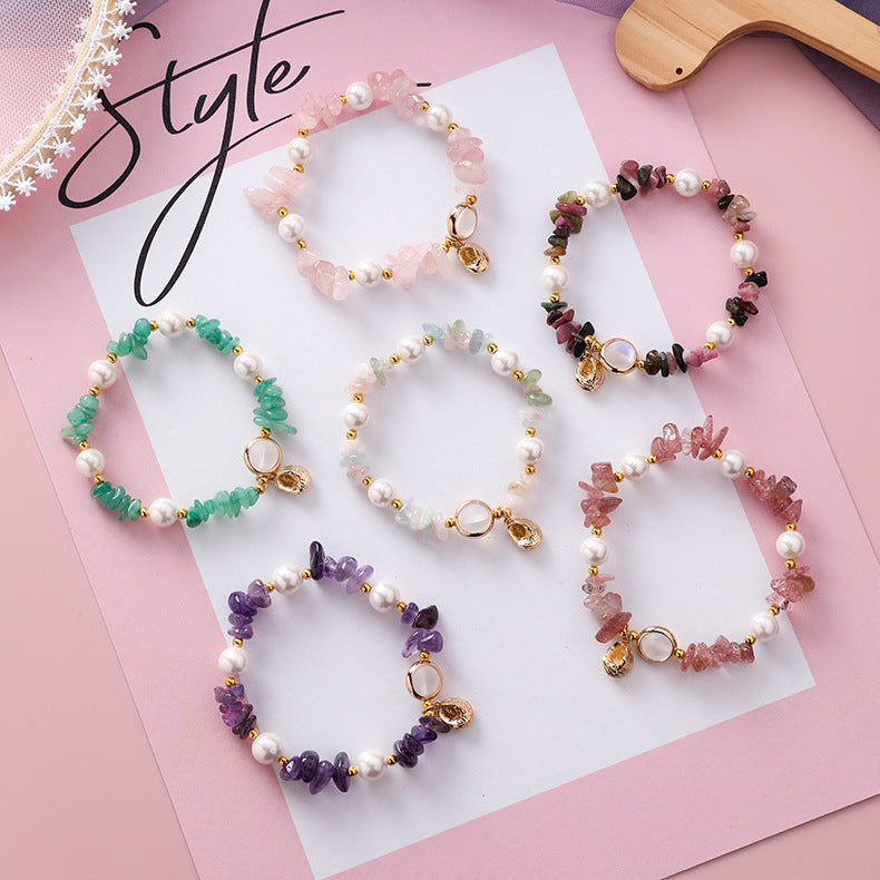 Venta al por mayor Pulsera de cuentas de cristal de perla de concha